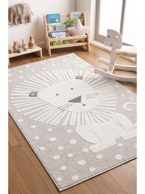Melaris Halı Aslan Ailesi Çocuk Halısı Ekstra Yumuşak Örgü Dokuma Halı Çocuk Odası Bebek Halısı
