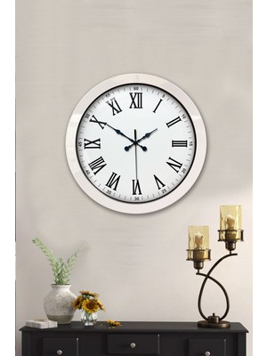 Uravas Store 36 cm Beyaz Metal Roma Rakamlı Duvar Saati