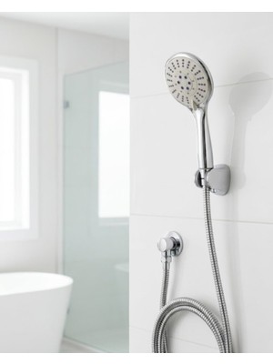 Kont Çok Fonksiyonlu El Duşu Seti Kireç Önleyici Duş Başlığı Spiral Hortum Mafsallı Askı