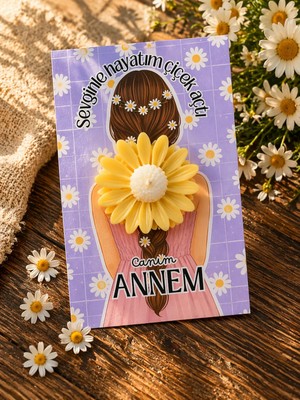 Tişört Kodu Papatya Mumlu Anne Kartı – “sevginle Hayatım Çiçek Açtı” Özel Hediye