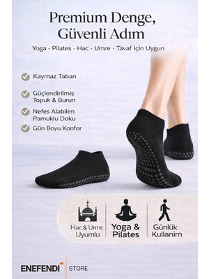NF ND ENEFENDİ Kaydırmaz Tabanlı Unisex Siyah Yoga, Pilates Ve Tavaf Çorabı | Konforlu Spor Patik Çorap 36-40