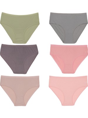 Nixci İntimates Kadın %95 Pamuklu 6 'lı Slip Külot Desenli Çoklu Paket