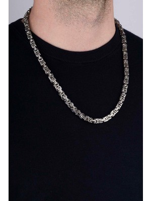 Akın Trend 5 mm Gümüş Çelik Kral Zincir Erkek Kolye