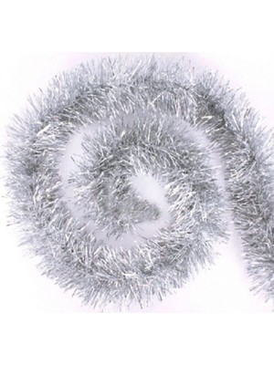 İrem Parti Dükkanı Yılbaşı Garland Sim Ağaç Süs Boyun Süsü Gümüş 10 cm x 2 Metre 1 Adet