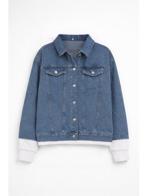 Markapia Kadın Düğmeli Sweat Jean Ceket