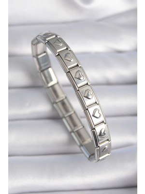 Uravas Store Çelik Gümüş Renk Işleme Nomination Charm Bileklik