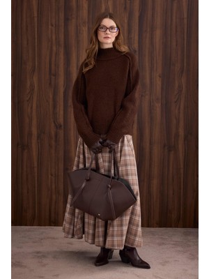 HE-QA %100 Deri Uzun Eldiven Acı Kahve