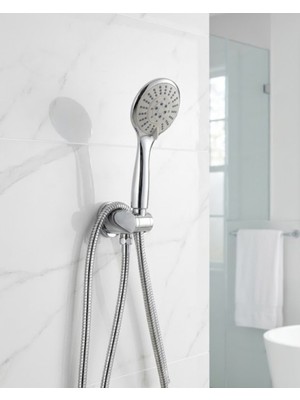 Kont Duş Başlığı Seti Spiral Hortum Hareketli El Duşu Tutacağı Kirece Dayanıklı Tasarım