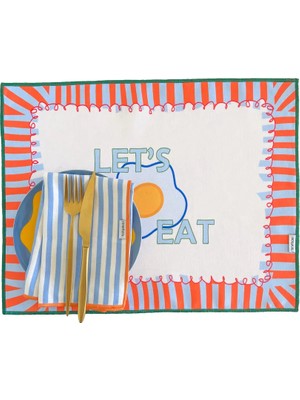 Ritmo Home Sloganlı, Kareli, Maksimalist, Çizgili, Renkli, Kenar Biyeli Amerikan Servis 35X45 cm (1 Adet)