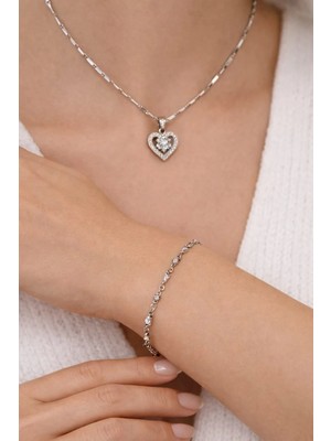 Okyanus Kalbi Set (Kolye+Bileklik)