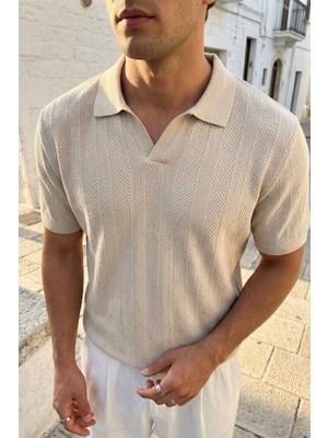 Livio Ferri Chapa Regular Fit Polo Yaka Erkek Kısa Kol Dokulu Triko Tişört