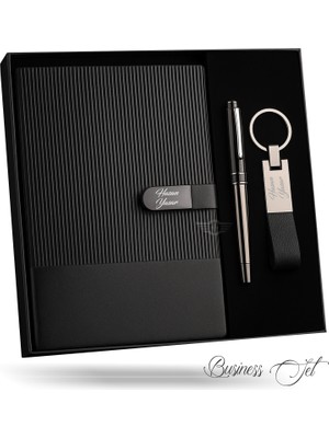 MELL & SWIPE Kişiye Özel Organizer Seti Isim Yazılı Defter Kalem Anahtarlık Vıp Hediye Kutulu Premium Hediye