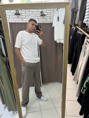 Tuba Toptaş Zincir Desen Triko Erkek Tshirt