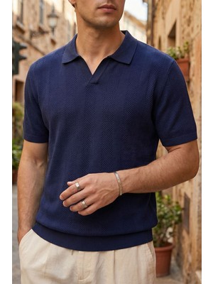 Livio Ferri Chapa Regular Fit Polo Yaka Erkek Kısa Kol Dokulu Triko Tişört