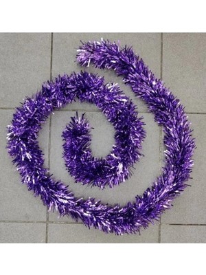 İrem Parti Dükkanı Yılbaşı Garland Sim Ağaç Süs Boyun Süsü Kalın Kesim Lila Mor 10 cm x 2 Mt. 1 Adet