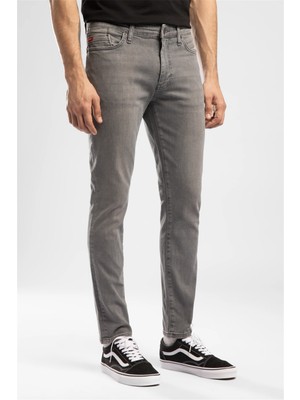 Lee Cooper Jack Erkek Slım Dar Kesim Yüksek Bel Dar Paça Jean Pantolon Gri