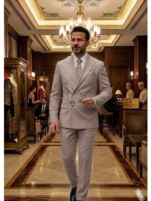 Atk Giyim Erkek Slim Fit Kruvaze Takım Elbise - 6 Düğmeli Italyan Kesim