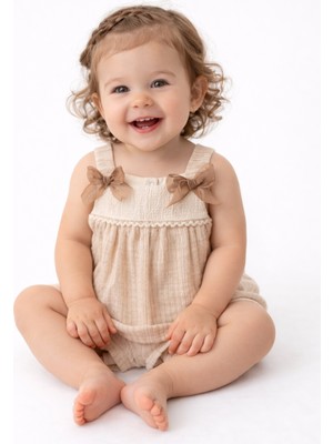 Tongs Baby Little Mocha Kız Bebek %100 Pamuk Fiyonk Detaylı Bluz - Şortlu Takım  3-18 Ay