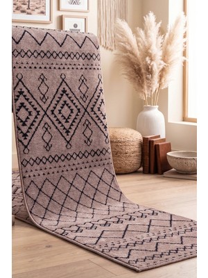 Melaris Halı Iskandinav Kilim Yıkanabilir Kadife Tuşeli Pamuk Dokuma Yolluk Kaymaz Tabanlı Halı