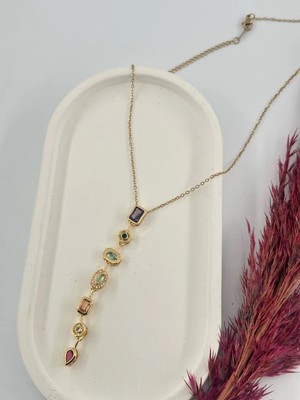 Akın Trend 7 Element Çelik Y Model Kadın Kolye