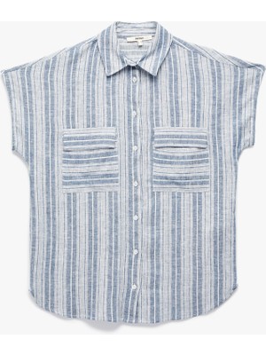 Koton Regular Fit Kap Kollu Cepli Keten Gömlek