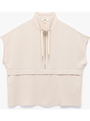 Koton Aerobin Kumaş Yarım Fermuarlı Kolsuz Sweatshirt