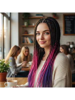 Afrika Örgüsü Rasta Için Sen Ombreli / Siyah / Fuşya / Mor