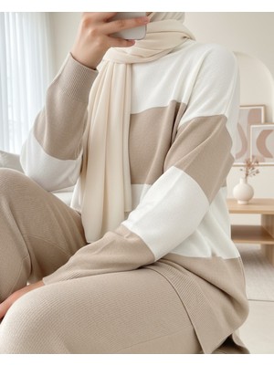 Moda Morfo Yarım Boğazlı Triko Takım -Taş