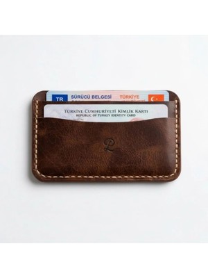 Parla Leather Simona El Yapımı Hakiki Gerçek Deri Taba Renk Kart Cüzdanı