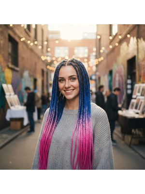 Afrika Örgüsü Rasta Için Sen Ombreli / Mi / Pembe / Lila