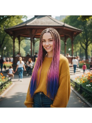 Afrika Örgüsü Rasta Için Sen Ombreli / Platin / Lila / Mi