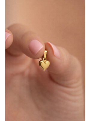 Yavuz Kuyumculuk 14 Ayar Altın Bombe Kalp Kolye Ucu