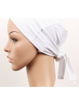 Doktor Hemşire Aşçı Cerrahi Bone Dikişsiz Hastane Bonesi - Bandana Beyaz 5 Adet