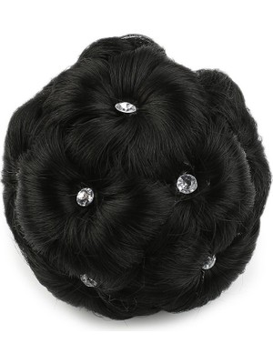 Taşlı Topuz Toka / Siyah