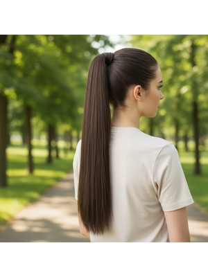 Bağlamalı Düz At Kuyruğu / Koyu Kahve