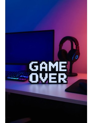 Zebu3Design Retro Game Over Kabartmalı Dekoratif Obje - Siyah| Masaüstü ve Duvar Süsü | Hediye