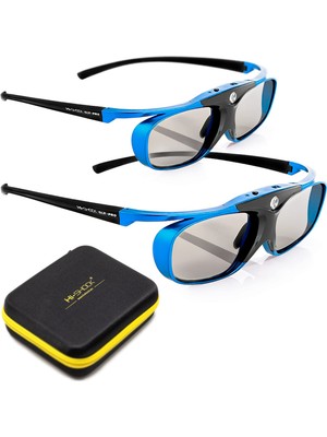 Hi-Shock Dlp Pro 2x Mavi Cennet | Dlp Link 3D Gözlük Seti, Dlp Projektörlerle Uyumlu Acer, Benq, Optoma, Viewsonic, Philips, Infocus, Nec, Vivitec, Hitachi, Canon, Casio, Largo | Ikili Kasa Dahil