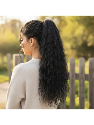 Bağlamalı Kabarık Daalı At Kuyruğu / Siyah