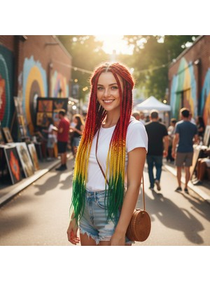 Afrika Örgüsü Rasta Için Sen Ombreli / Tcu / Sarı / Yeşil