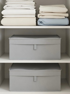 Venita Home 2 Adet Baza Boy Kapaklı Kutu Hurç ( Çamaşır-Saklama-Düzenleme Vb. ) Dolap İçi Düzenleyici, Kutu 50x40x19