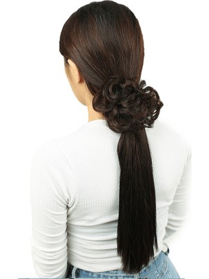 Lı Lastikli Topuz Toka / Koyu Kahve