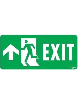 Exit Yukarı Sol Ok Işaretli Uyarı Levhası 17,5X25 KOD:956