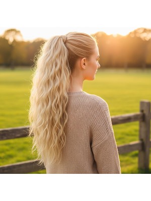 Bağlamalı Kabarık Daalı At Kuyruğu / Balköpüğü Beyaz Platin Röfleli