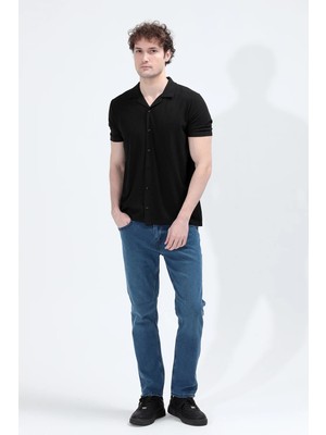 Erkek Normal Bel Baggy Fit Jean Koyu Mavi - 26M 860
