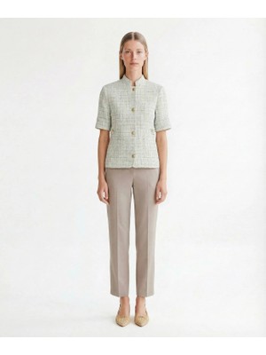 Yargıcı Fitted Dik Yaka Kısa Kol Ceket