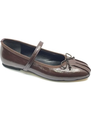 Kocamanlar Ayakkabı Feles Kemer Fiyonk Detaylı Kadın Babet Ayakkabı