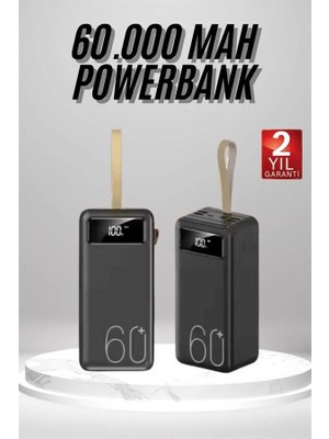 Alemdar Pazarlama Powerbank 60.000 Mah Taşınabilir Şarj Hızlı El Fenerli Dijital Göstergeli
