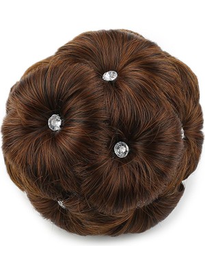 Taşlı Topuz Toka / Kahve Karamel