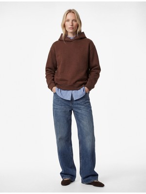 Koton Üç Iplik Şardonlu Uzun Kollu Kapüşonlu Basic Sweatshirt