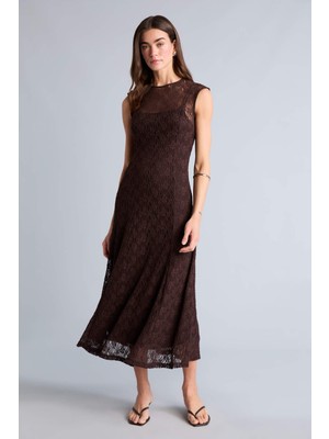 DeFacto Fıtted Dantel Maxi ELBISE F8114AX26SP